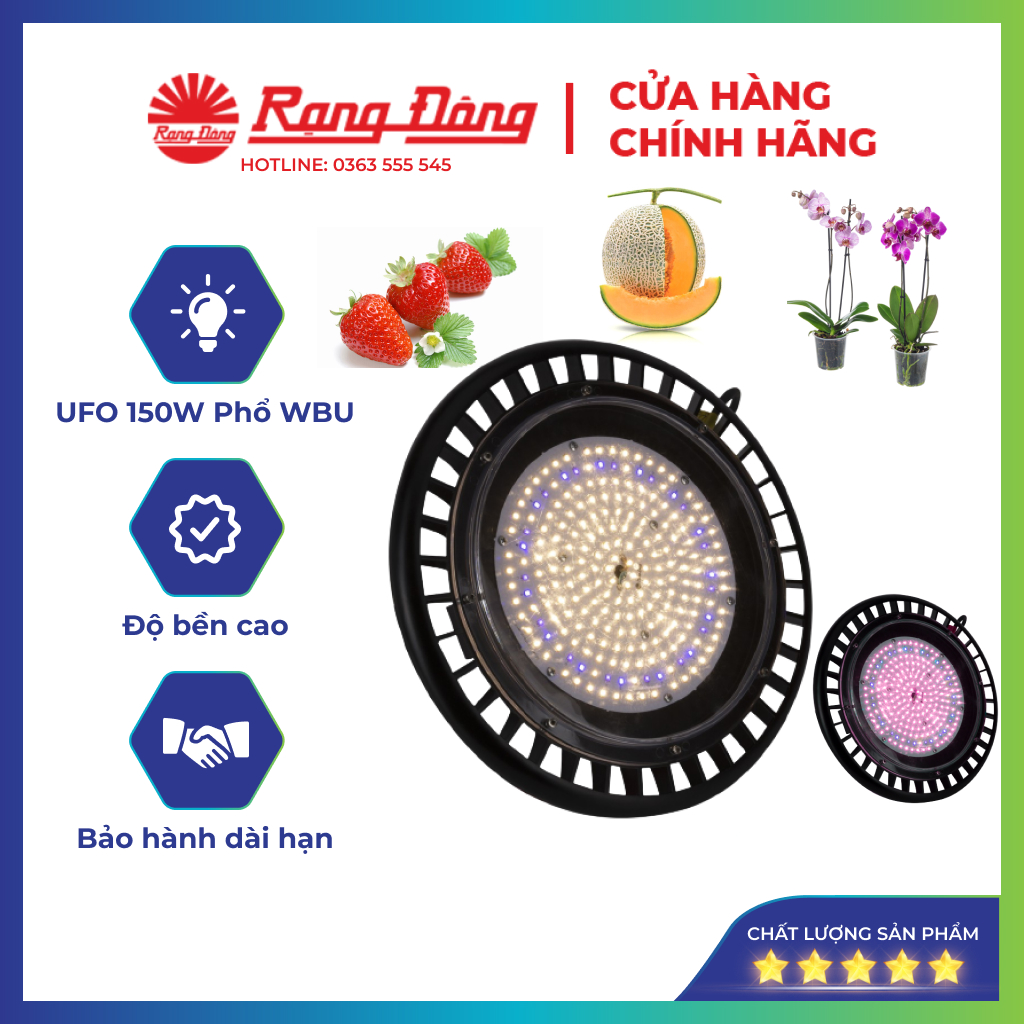 Đèn led trồng lan Rạng Đông, Đèn led quang hợp cho cây trong nhà, quang phổ, phổ chuyên dụng WBU, model LED UFO