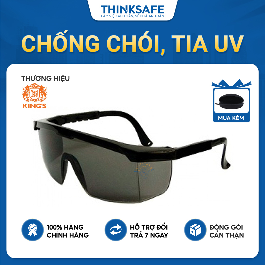 Kính chống bụi đi đường KY152 màu đen chống chói chống tia UV chống bụi đi đường Kính bảo hộ Kings - Thinksafe
