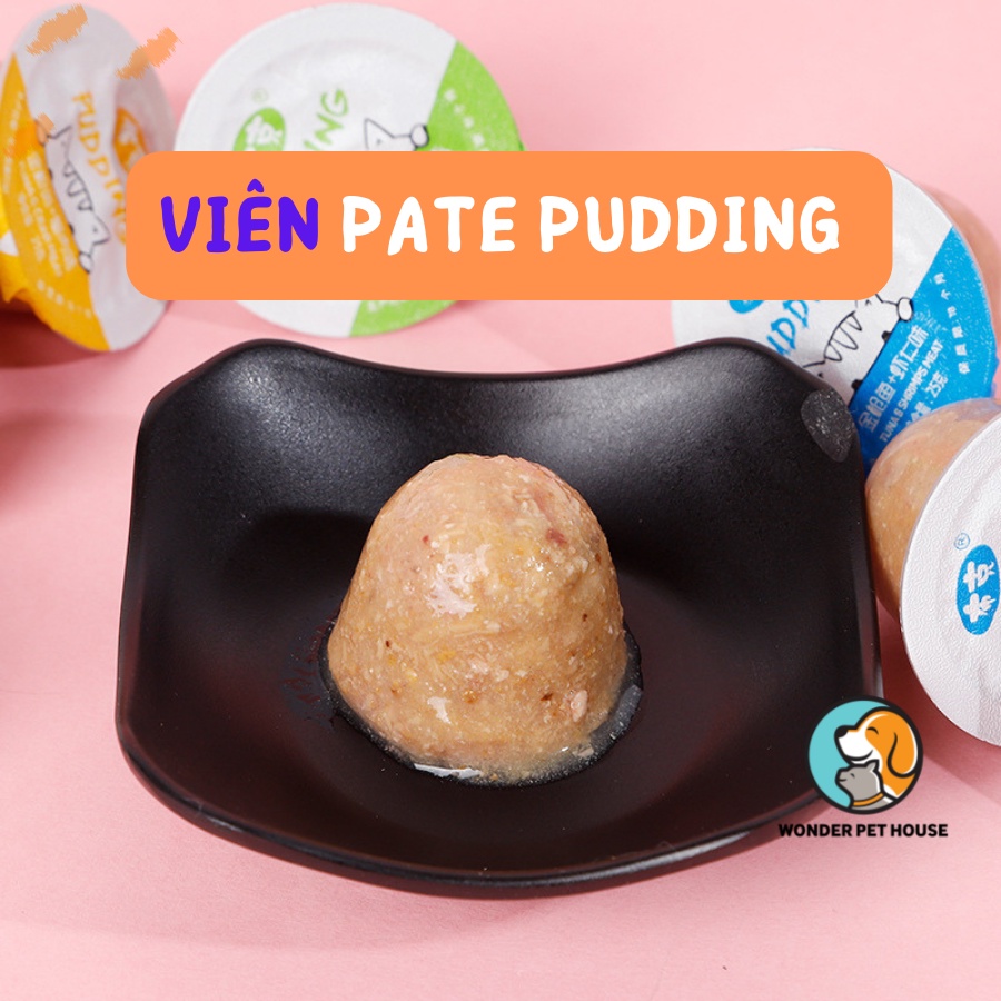 Bánh thưởng pudding pate cho chó mèo vị thịt, cá, hải sản cho mèo pipitao 4 vị 25g