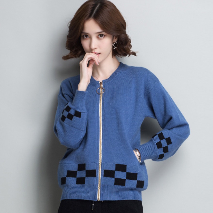 Áo Len Cardigan Nữ Khóa Kéo Tay Bồng Họa Tiết Xinh Thời Trang Korea ALN036 Shop Mai Hoa Mẫu Mới Đông Xuân