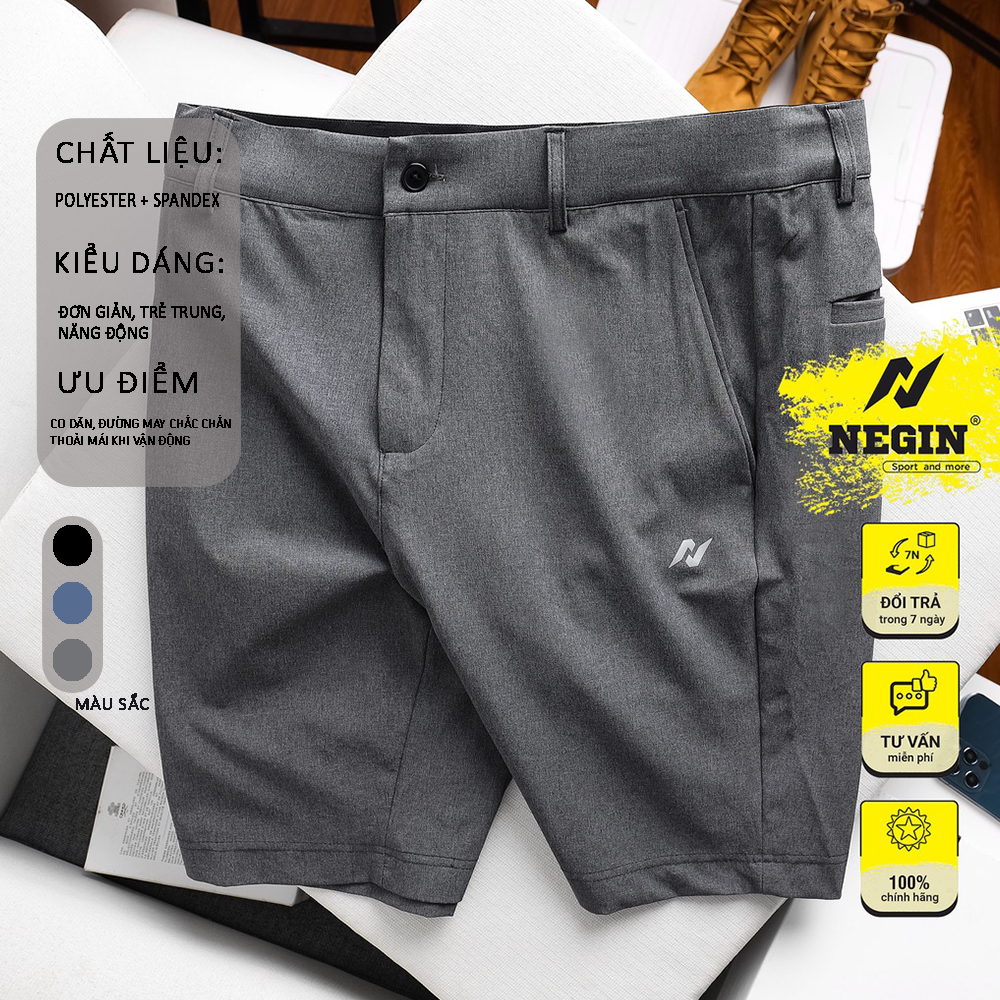 Quần Short Nam Thể Thao NEGIN, Chất Liệu Co Giãn Tốt Kiểu Dáng Trẻ Trung, Năng Động - quần short nam - quần short nữ - quần short jaen nam - quần short kaki nam - quần short nữ lưng cao - QN0065M