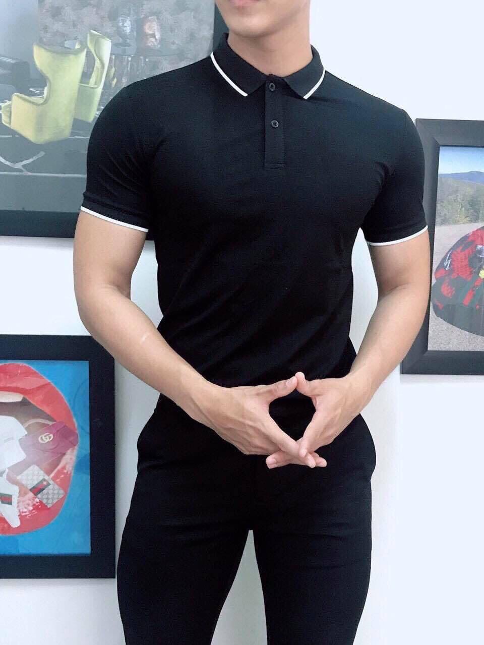 Áo thun nam ngắn tay cổ bẻ Loại Viền Tay Tốt CBVT0027