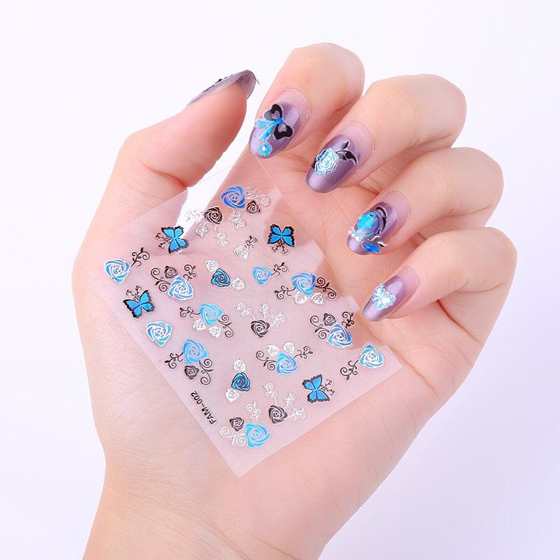 Tấm decal họa tiết hoa 3D dán móng nghệ thuật