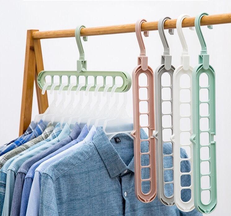 COMBO 2 MÓC TREO PHƠI QUẦN ÁO - MÓC TREO ĐỒ 9 LỖ ĐA CHỨC NĂNG CHỊU LỰC TỐT, CHẤT LIỆU NHỰA CAO CẤP