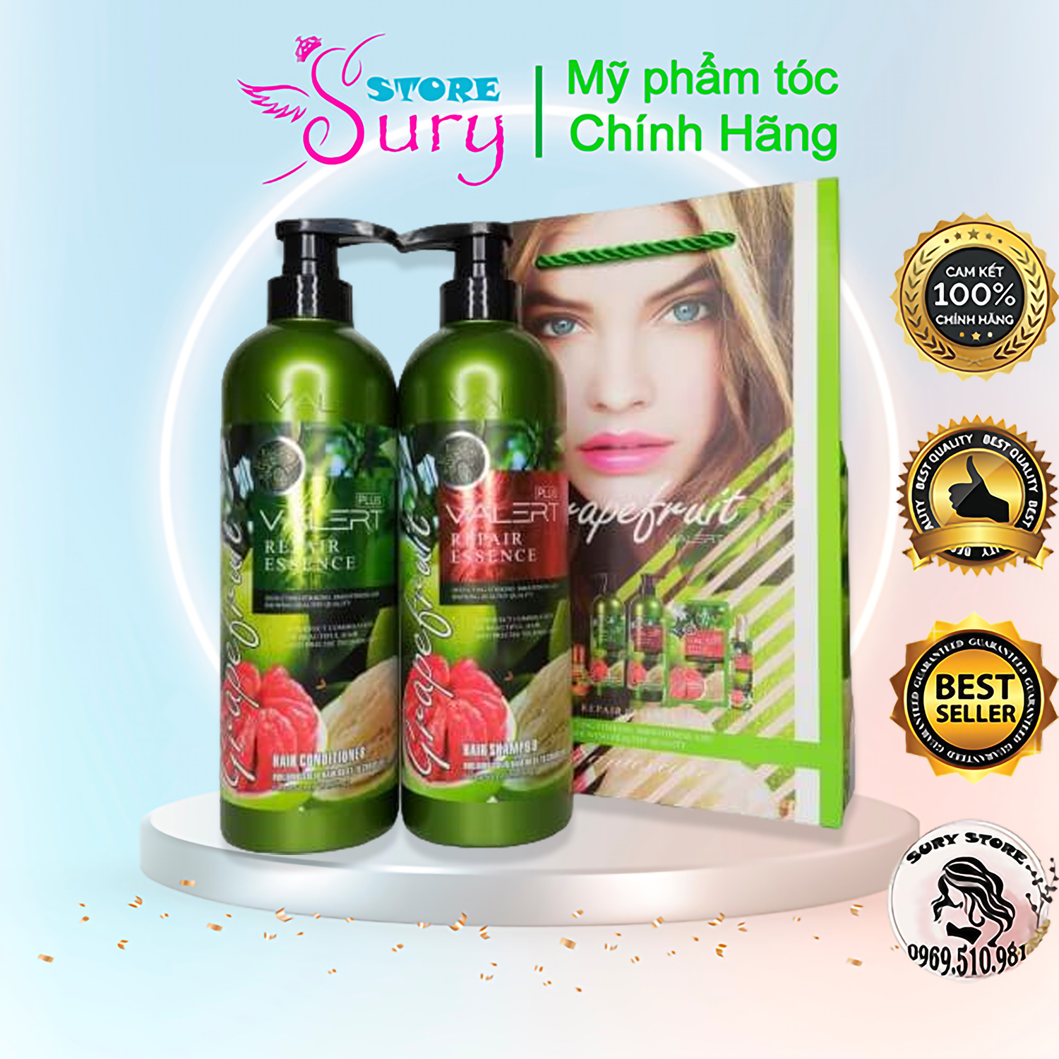 Cặp dầu gội dầu xả bưởi grapefruit 850ml - ngăn ngừa rụng tóc và nấm ngứa da đầu, phục hồi tóc hư tổn,khô xơ và chẻ ngọn giúp tóc chắc khỏe, sáng bóng, mềm mượt chính hãng sury_store