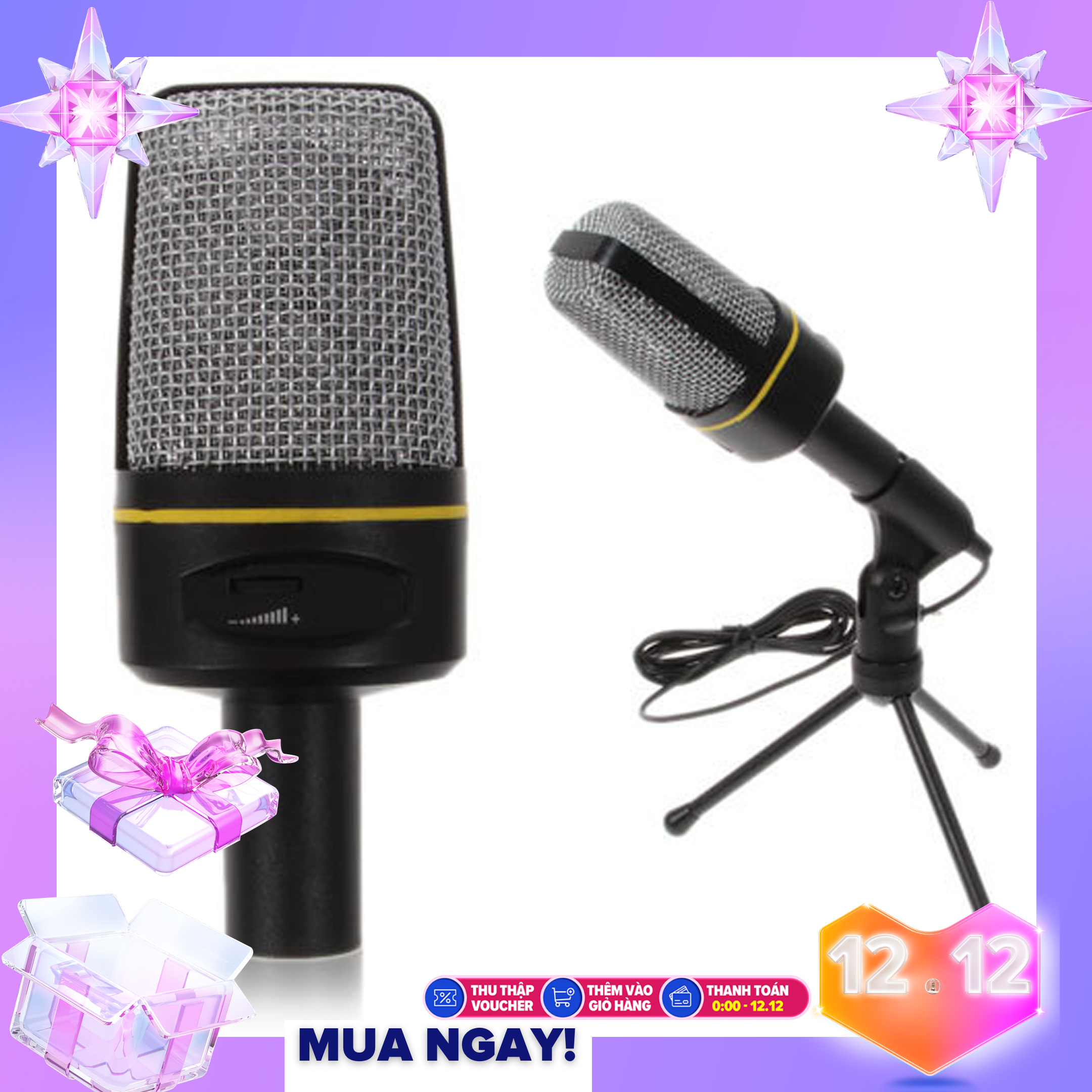 Micro thu âm chất lượng cao dùng cho máy tính, laptop hỗ trợ học Online, chat videocalll, livestream