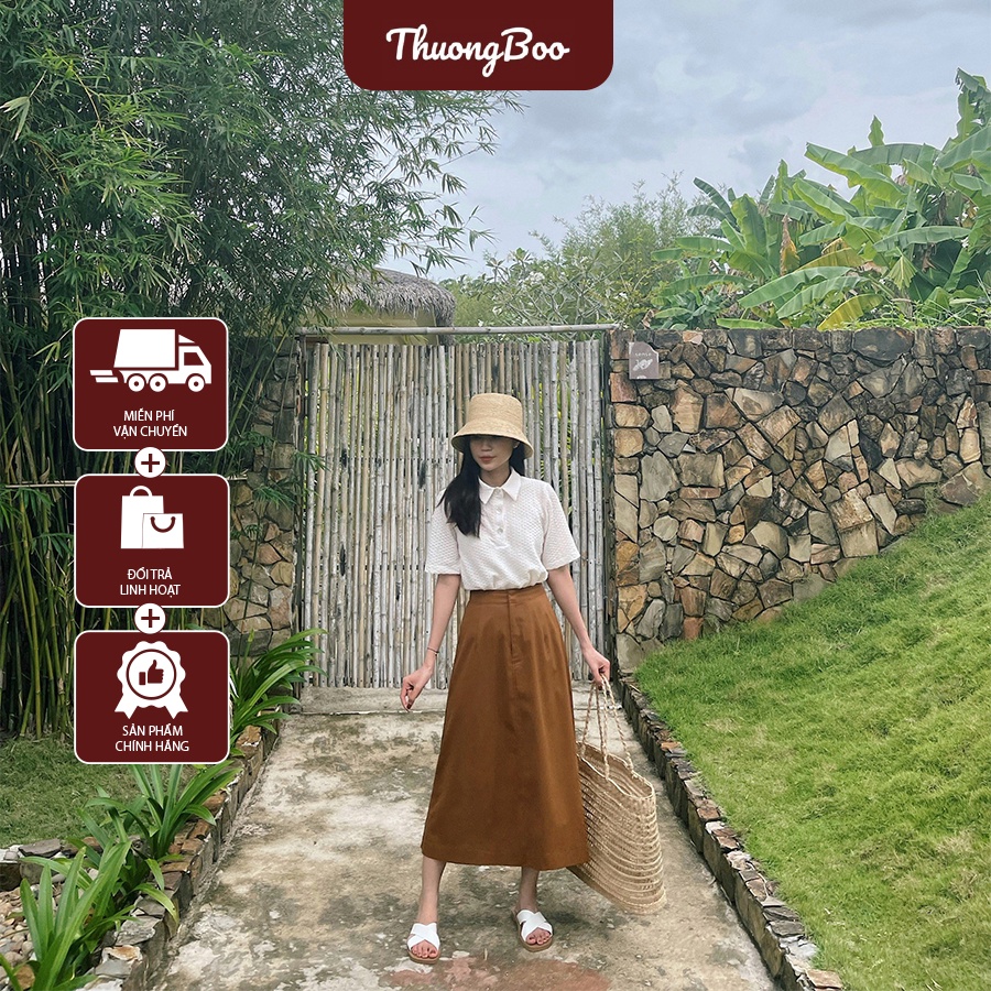 Chân váy dài chữ a thuongboo thanh lịch chất kaki thun hàn che mọi khuyết điểm - lipop skirt