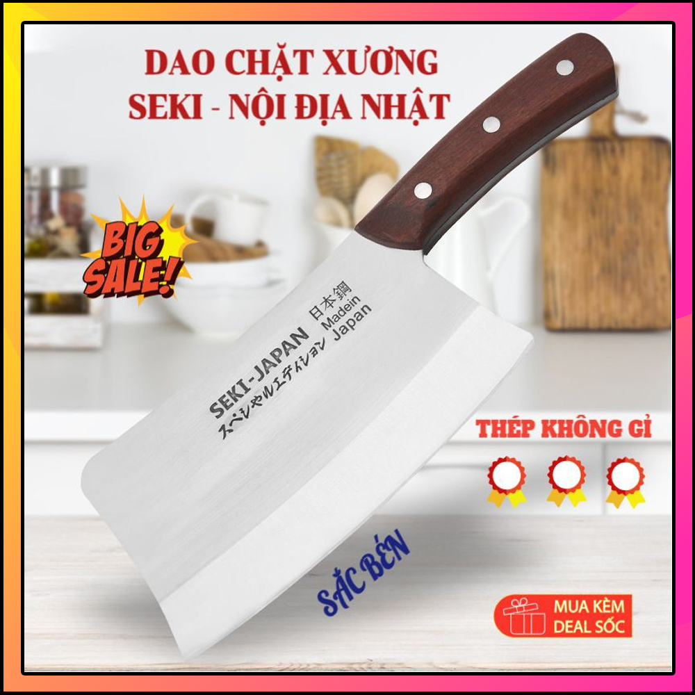 Dao Seki Nhật Bản - Dao chặt xương chuyên nghiệp, chặt thịt gà vịt, các loại xương cứng và thực phẩm đông lạnh -chất lượng đẳng cấp cho phòng bếp, quán bar nhà hàng - Thép Không gỉ