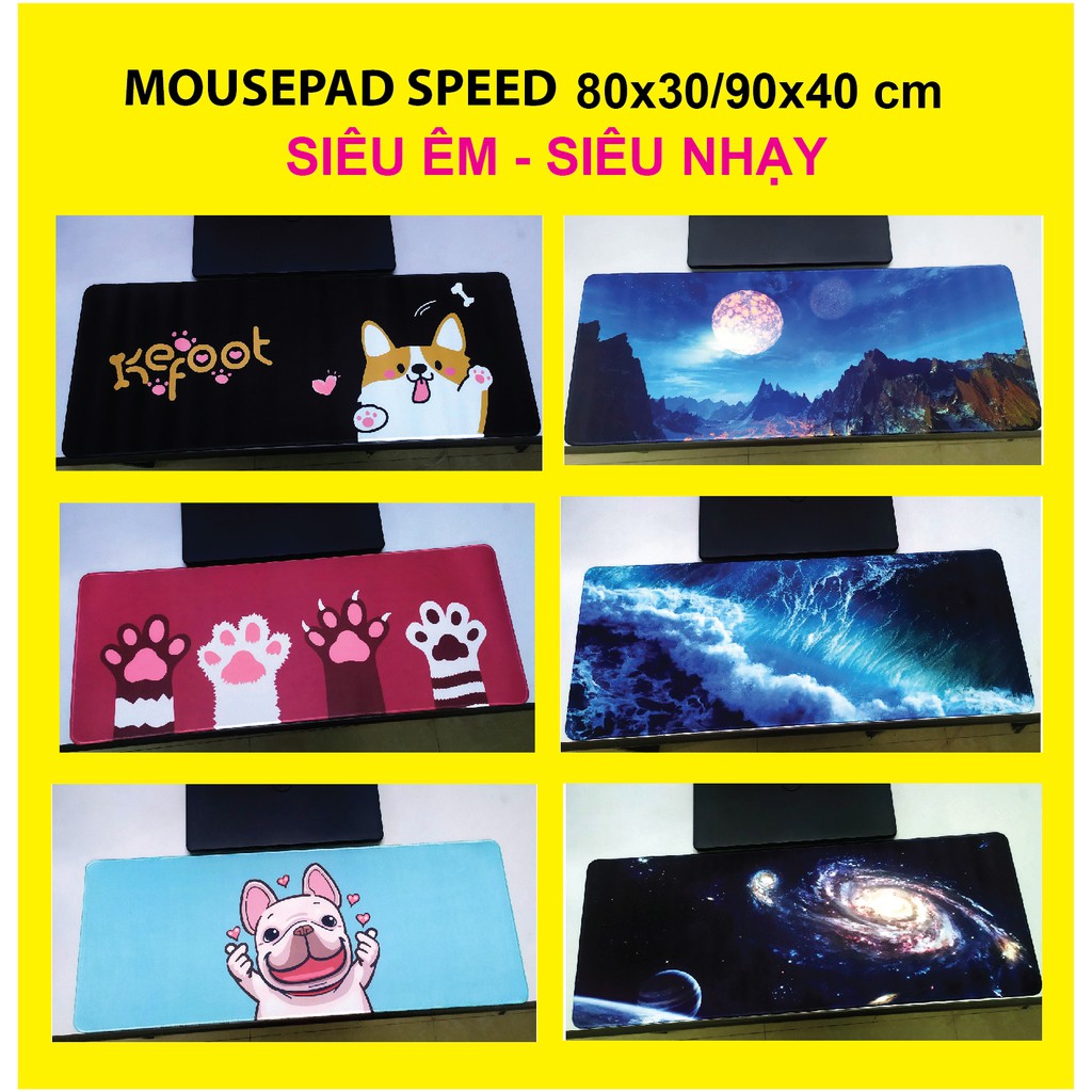 Miếng lót chuột, bàn di chuột, pad chuột chơi game cỡ lớn 80x30 cm, dày 2mm với nhiều mẫu dễ thương