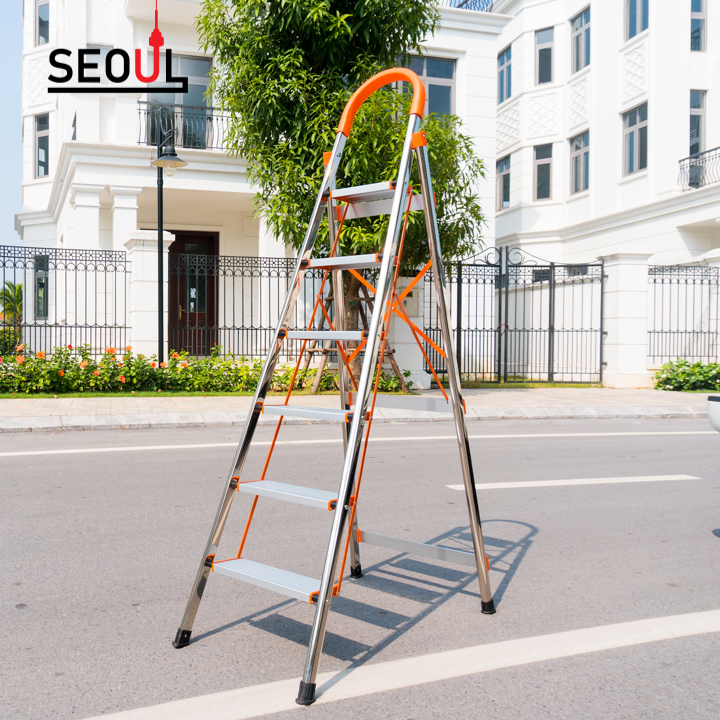 thang nhôm 6 bậc CAMAC hàn quốc thang cao cấp bảo hành 24 tháng có tay vịn hàng nhập khẩu tiêu chuẩn EU131 inox 304 an tâm người dùng