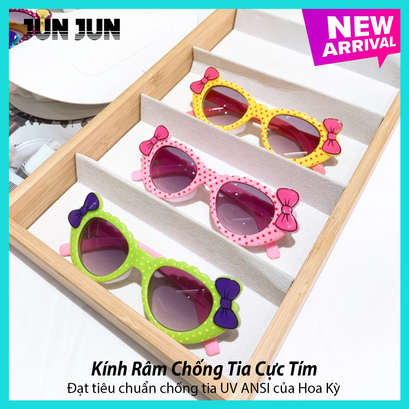 [ KÍNH HOT CHO BÉ] Kính râm thời trang cho trẻ từ 2 tới 9 tuổi - Kính mát cao cấp chống tia UV dành cho trẻ em hình nơ siêu dễ thương NOCHAMBI