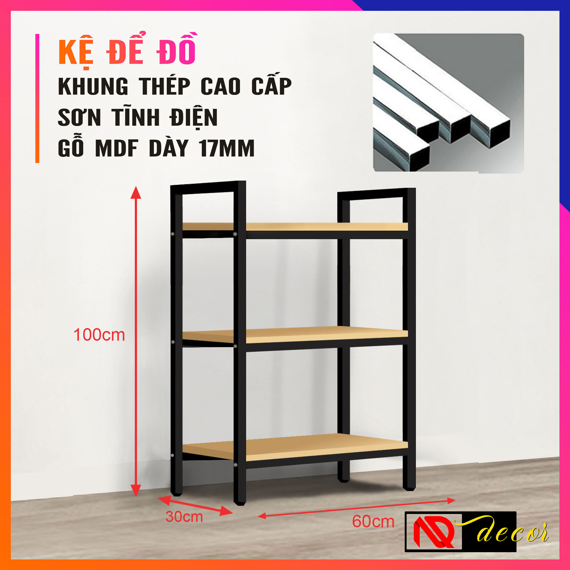 [Rộng 60cm] Kệ Sắt Để Đồ Đa Năng chống han gỉ chịu tải cao, phù hợp trưng bày shop, lưu trữ hàng hóa, Để đồ nhà bếp, lò vi sóng.