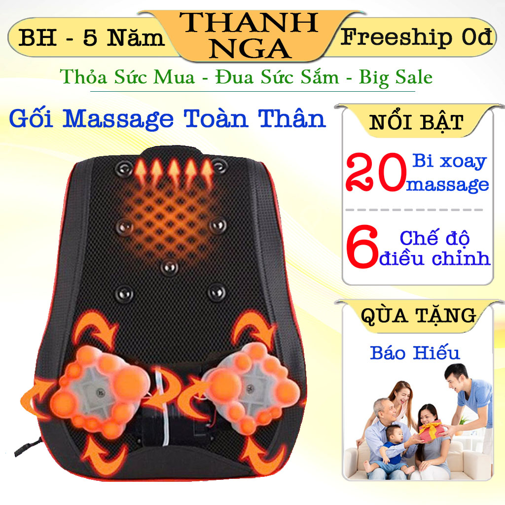   Chính Hãng  Máy mát xa cổ vai gáy lưng 16D gối massage có hồng ngoại với 20 bi xoay cho cảm giác chân thực như tay người giảm đau mỏi nhanh phù hợp dùng tại nhà văn phòng ô tô 