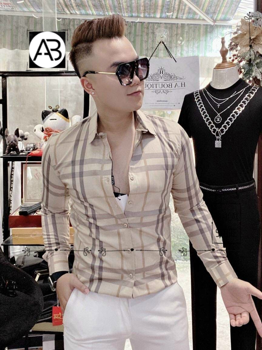 Áo sơ mi sọc kẻ body tay dài nam tm0039