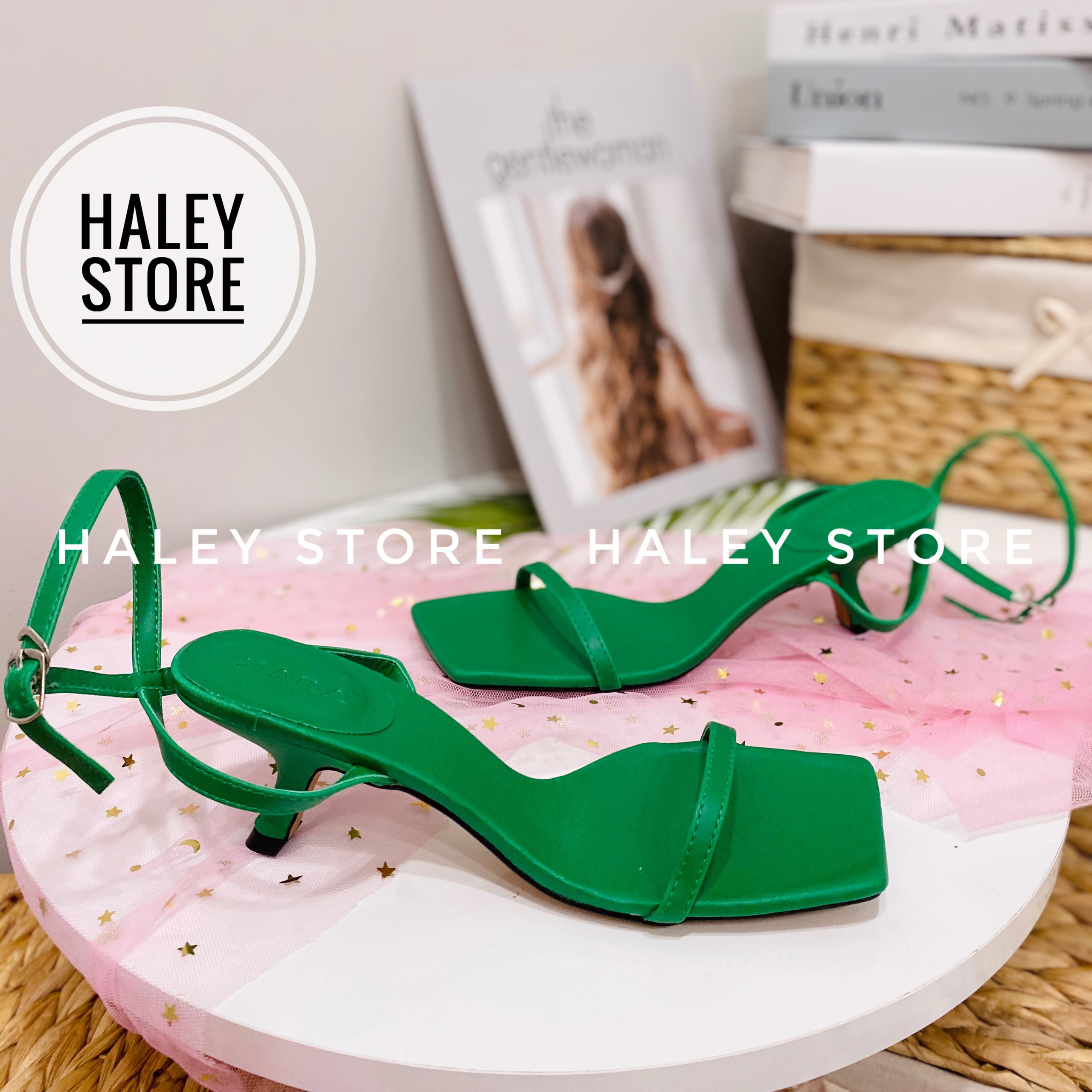 Giày sandal nữ HALEY STORE khoét eo thời trang quai ngang dây mảnh cài chéo mẫu mới tiện lợi rẻ bền đẹp tiểu thư cá tính