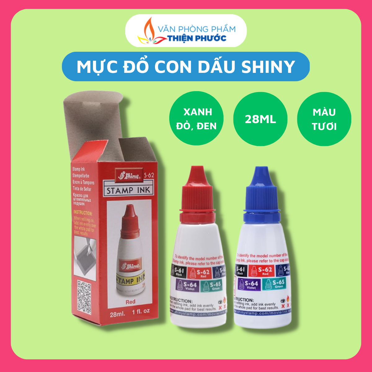 Mực đổ con dấu Shiny đóng giấy, đóng bao bì không phai THIỆN PHƯỚC