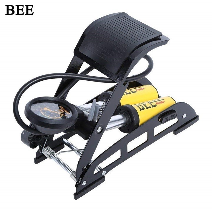 Bơm xe máy - Bơm xe đạp - Bơm đạp chân 2 ống - Bơm xe máy đạp chân loại tốt-Ống bơm hơi 2 piston chất lượng cao cấp-