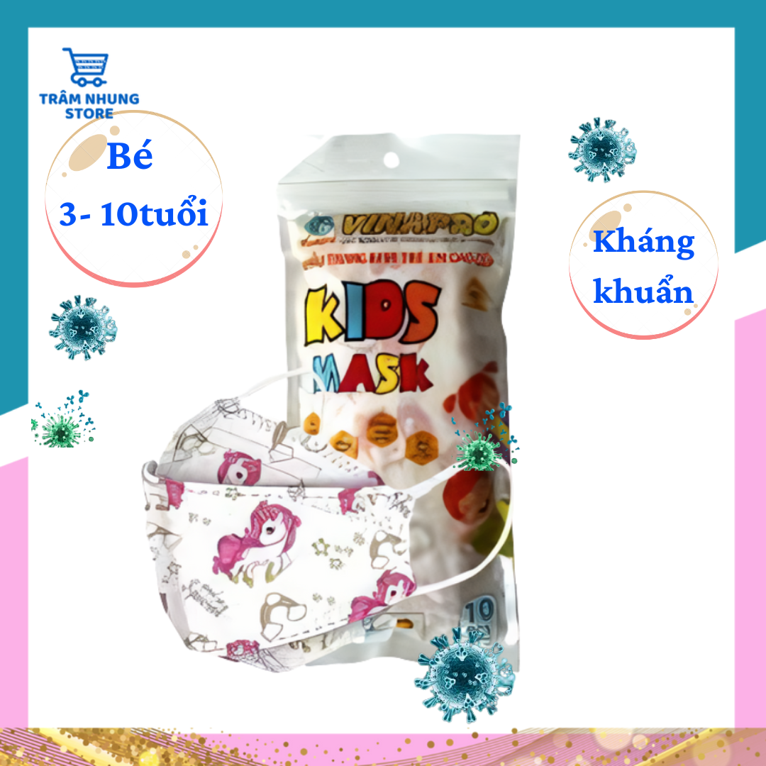 Khẩu trang 4d kf94 dành cho bé 3-10 tuổi- vinapro