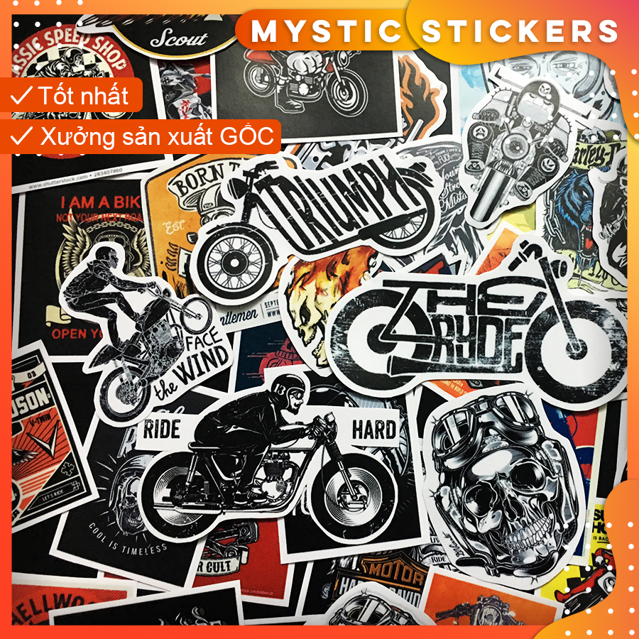 [MOTOR-RIDER-CAFE RACER] 120 Sticker chống nước/Hình dán/Decal dán laptop vali xe mũ bảo hiểm nhà cửa