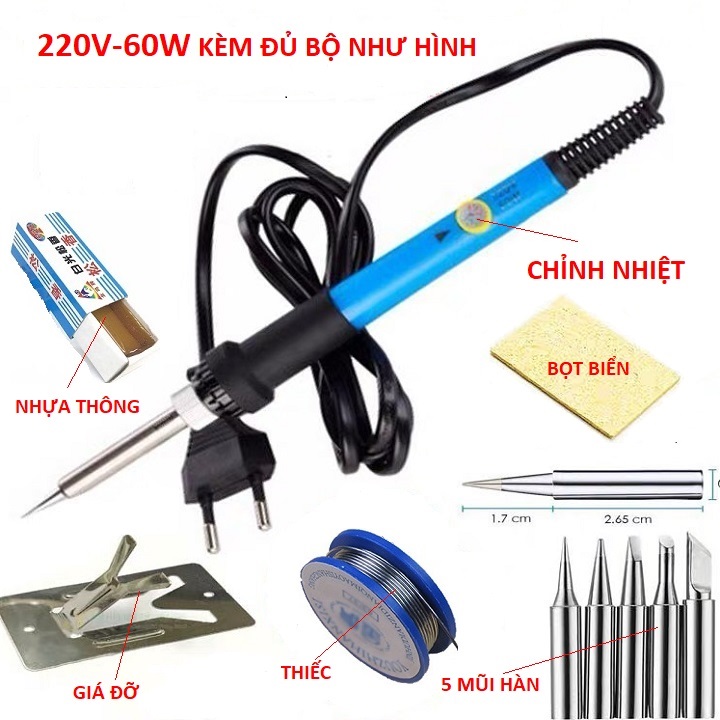 Mỏ hàn chì - Mỏ hàn thiếc 60w kèm 5 món phụ kiện