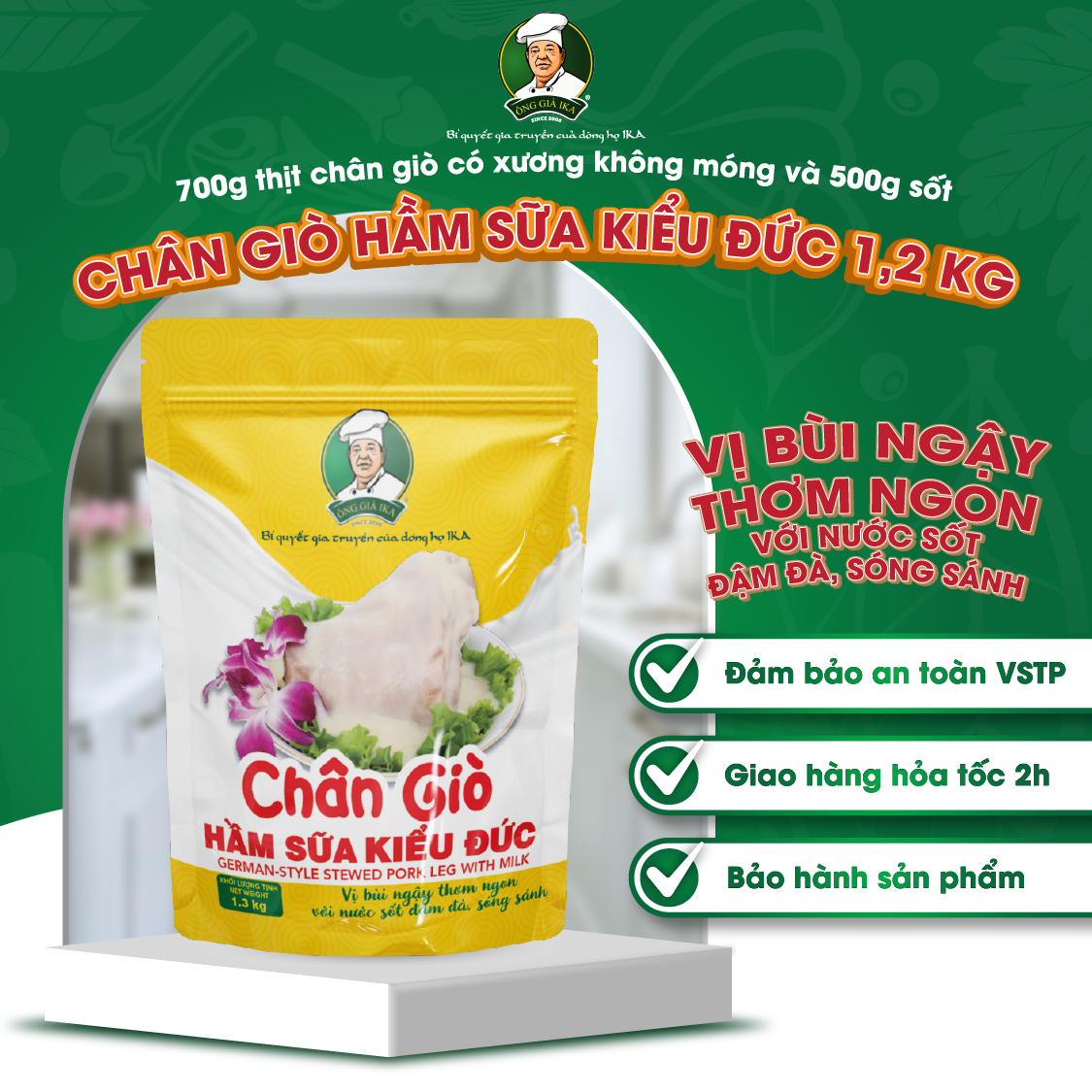 Chân giò hầm sữa kiểu đức 1.2kg - ông già ika
