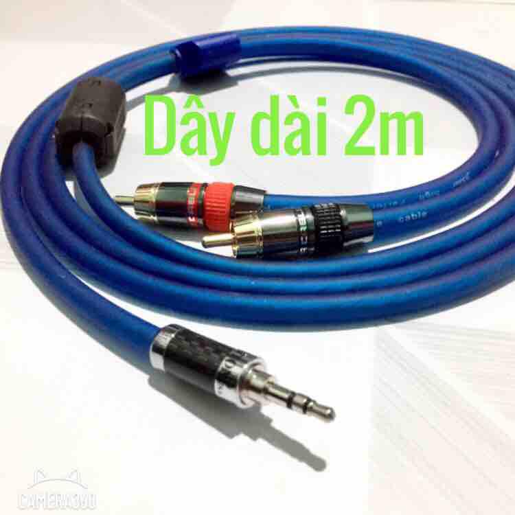 Dây tín hiệu rắc diện thoại 3.5 ly ra av dây phát nhạc iPhone laptop dài 2m, dây jack 3.5mm ra 2 dầu jack RCA