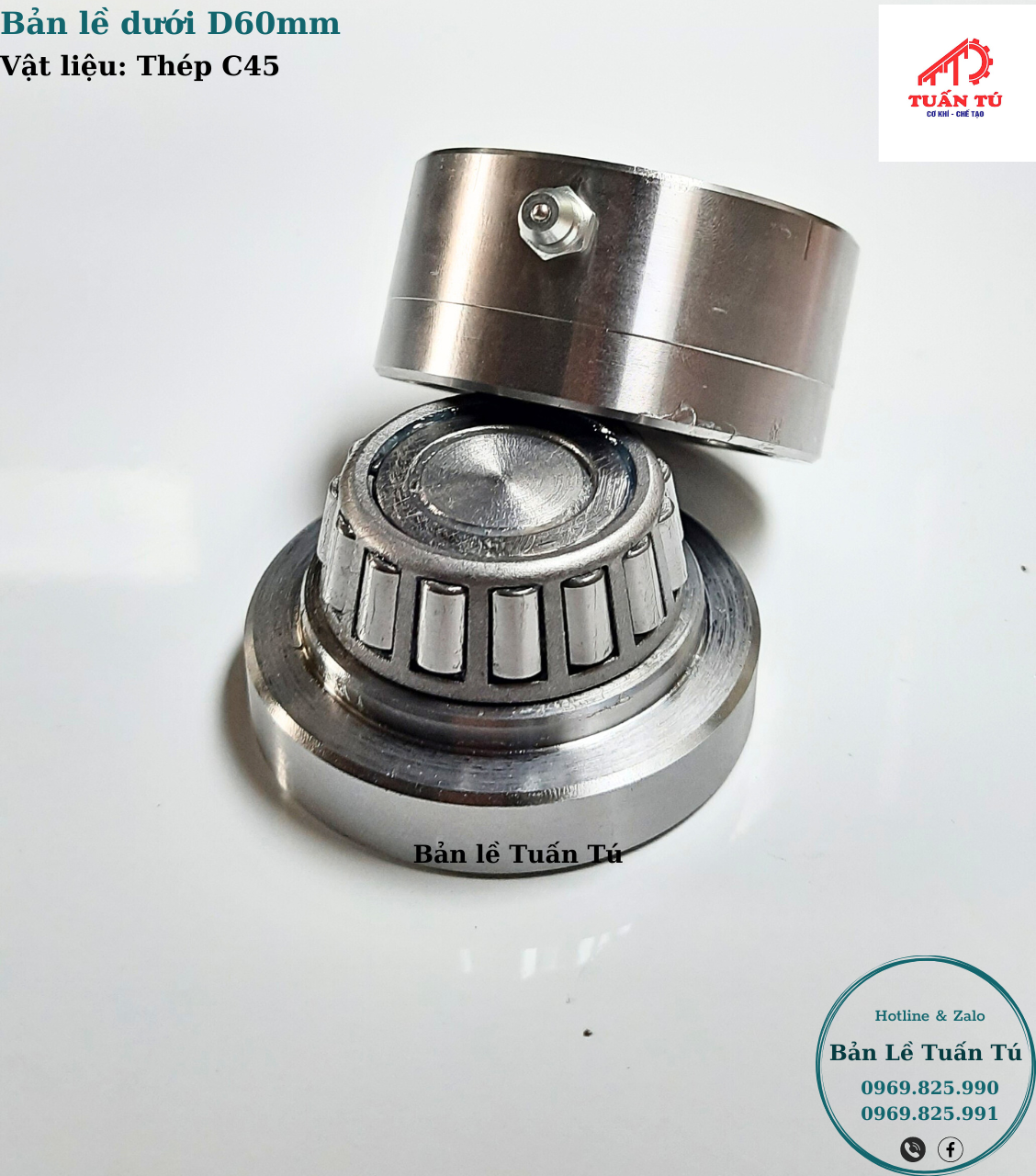 Bản lề dưới d60mm - chịu tải 300-400kg/ cánh