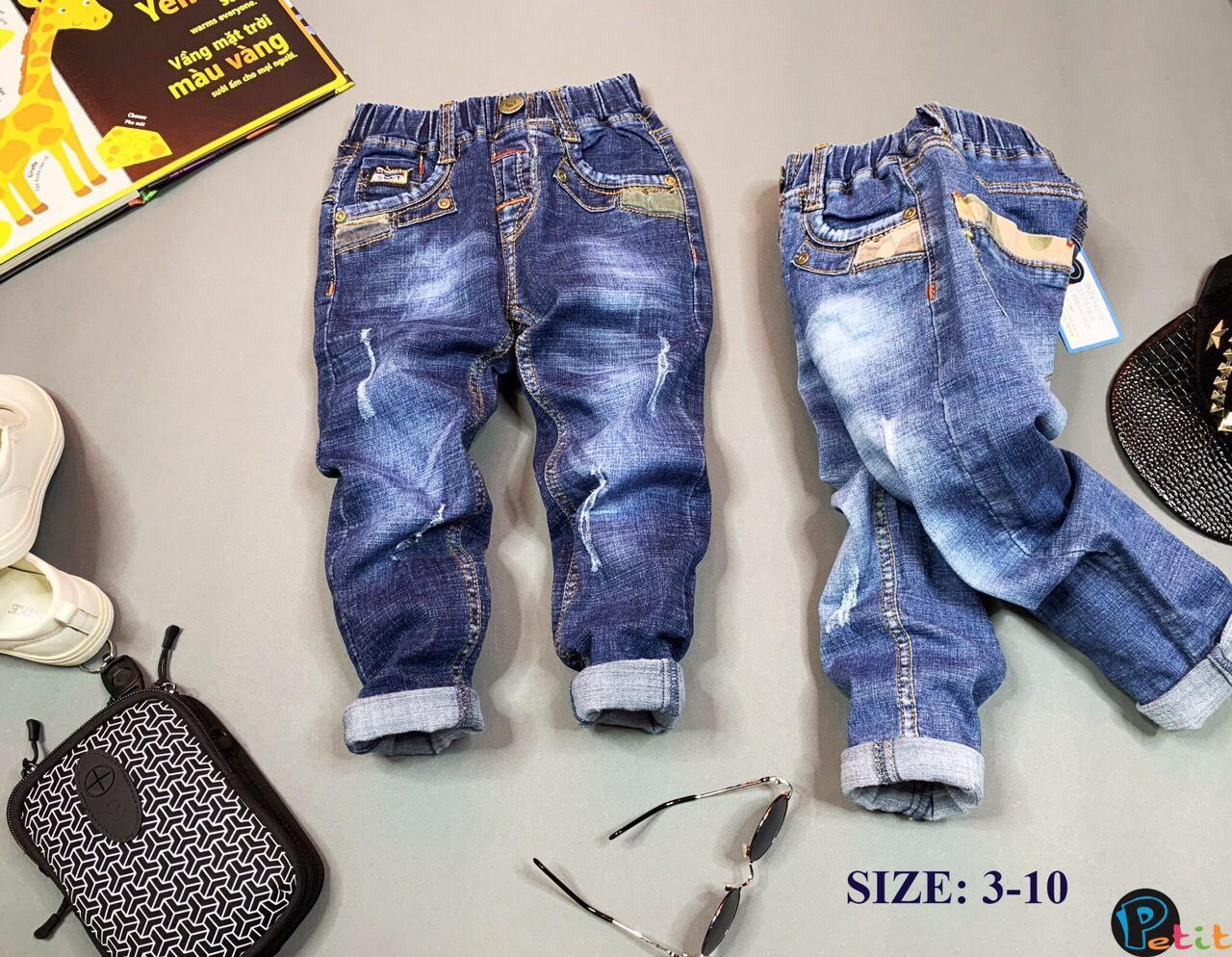 Quần jean bé trai. Quần Jean dài siêu ngầu cho bé trai 2~8 tuổi
