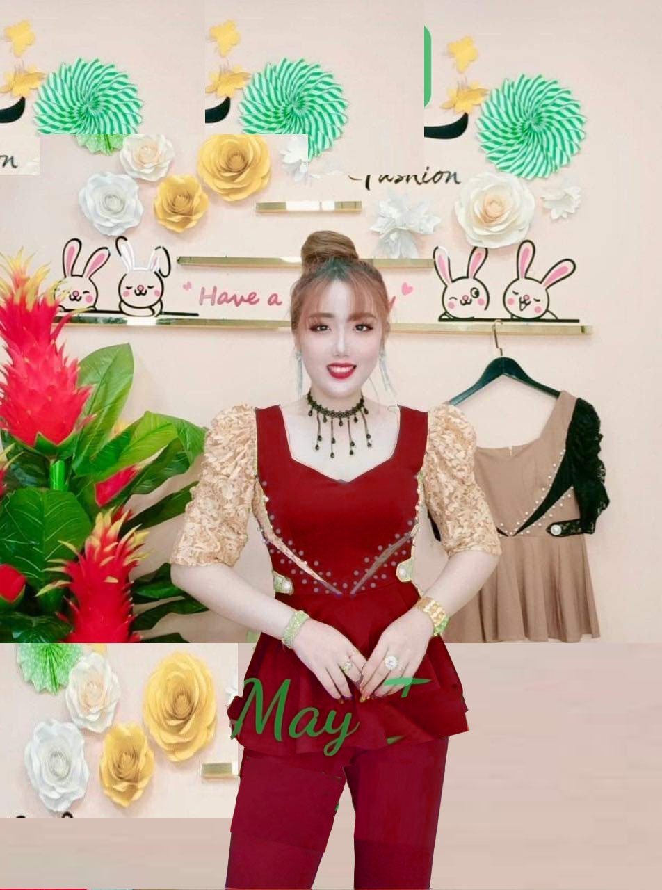 Set bộ thun cát hàn cổ vuông phối tay ren mặc nhà sang trọng