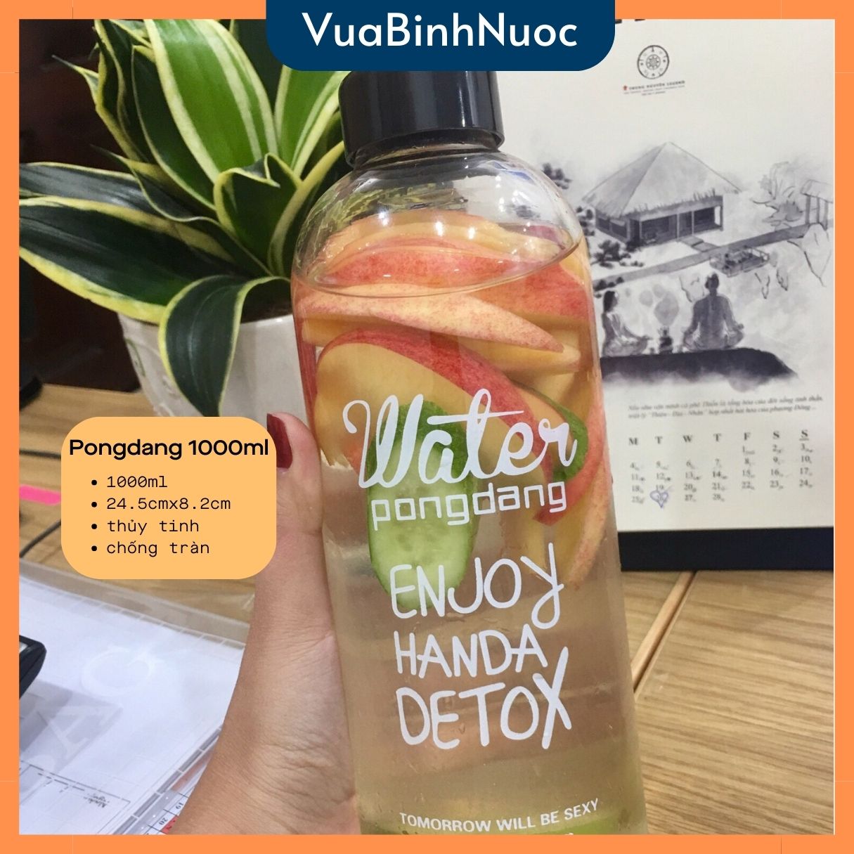 Bình thủy tinh Pongdang Detox 1000ml