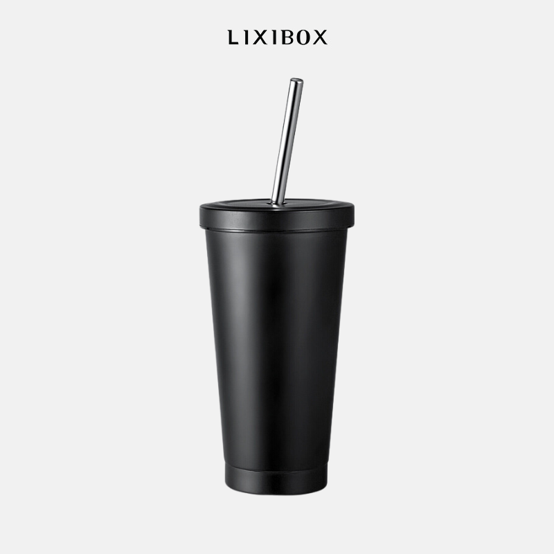 Ly giữ nhiệt bằng thép không gỉ kèm ống hút 500ml