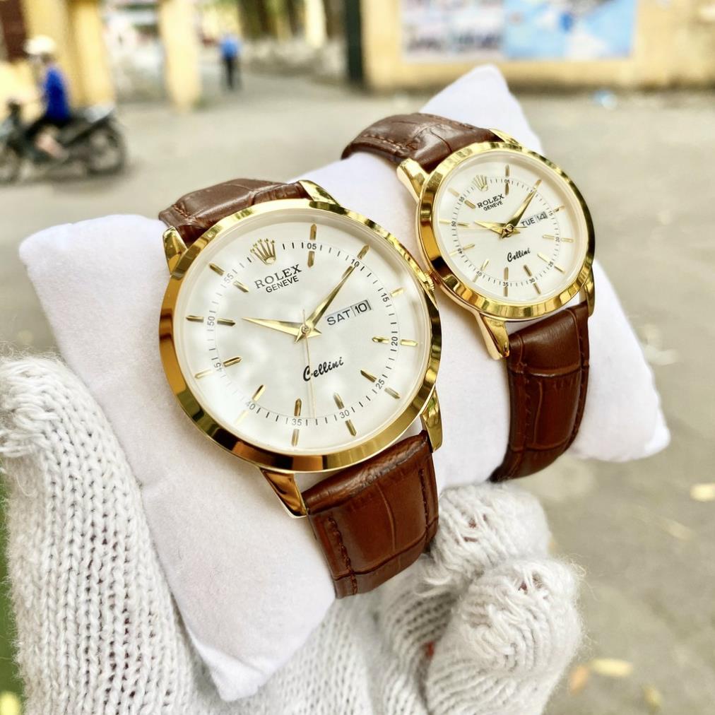 Đồng hồ cặp đôi rolex r028 mặt trắng chống xước, chống nước tuyệt đối