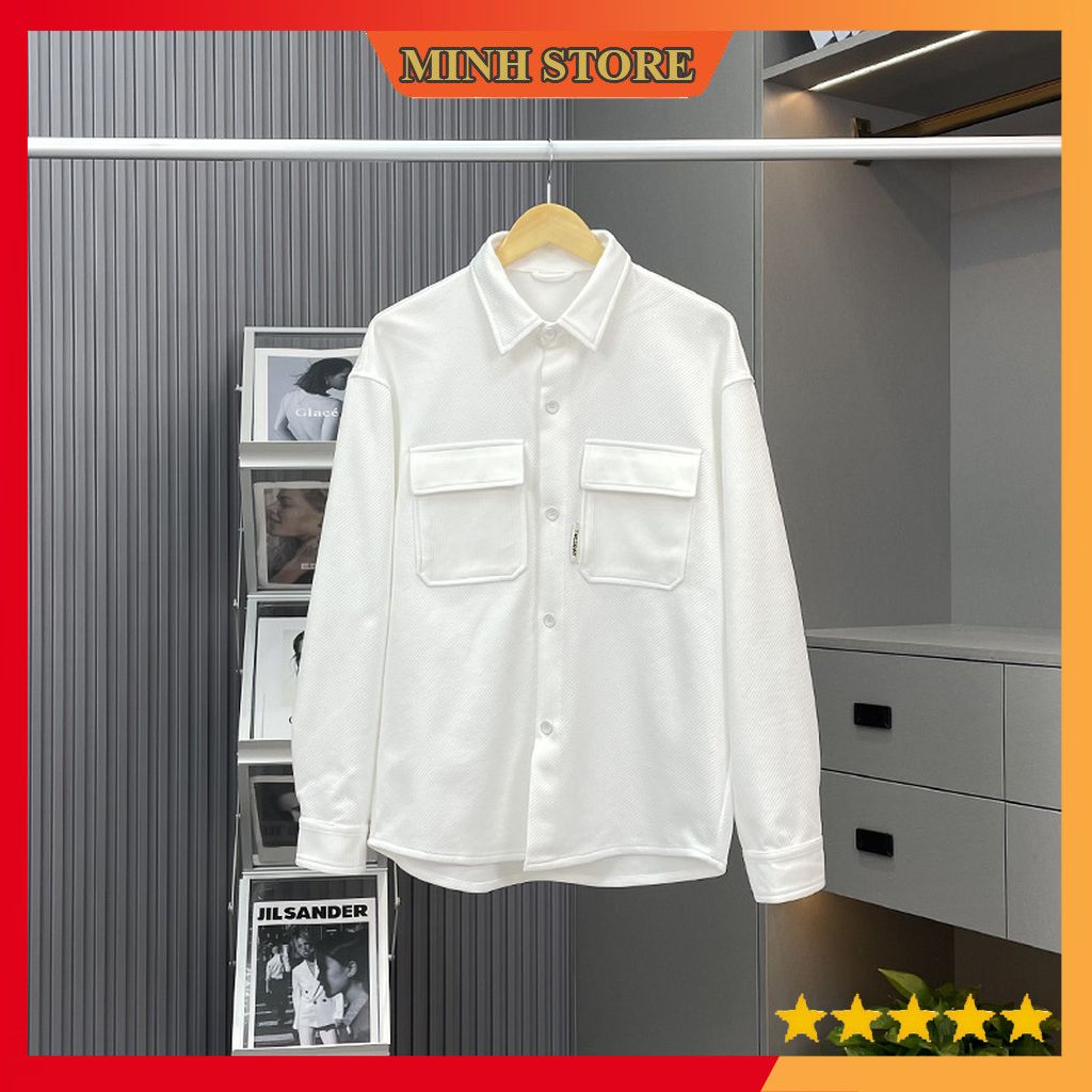 Áo sơ mi nam dài tay cotton tăm Sơ mi nam nữ có cổ phong cách hàn quốc SM03 - Minhstore