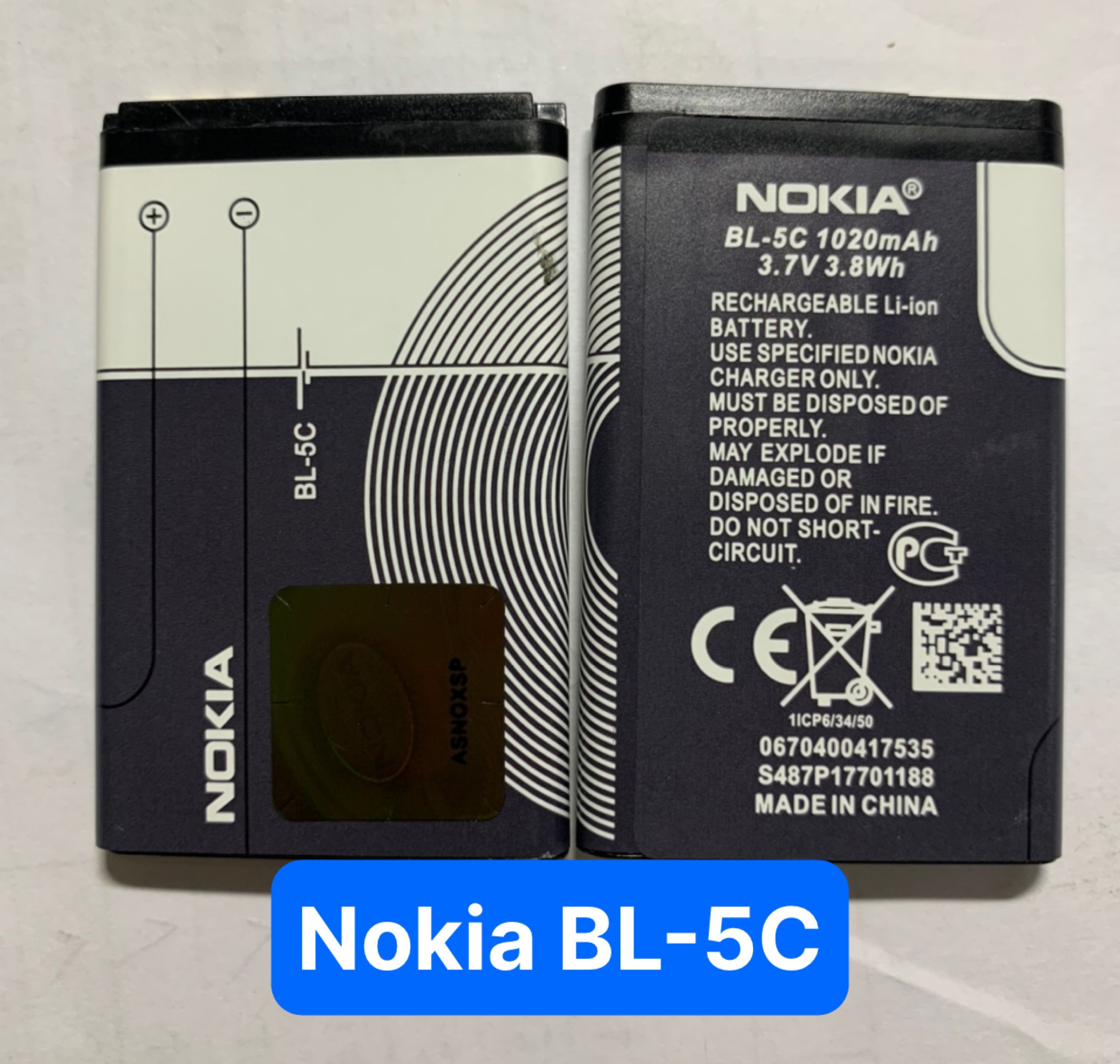 Pin nokia bl-5c / bl-4c hàng zin loại 1, 1020mah