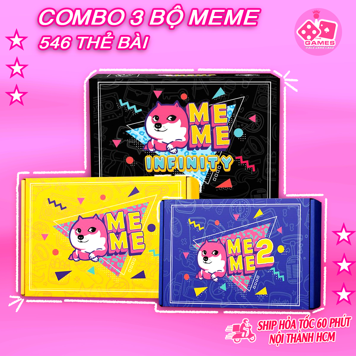 COMBO 3 Bộ MEME 546 lá CAO CẤP hài hước vui nhộn phiên bản mới giấy cứng chống nước