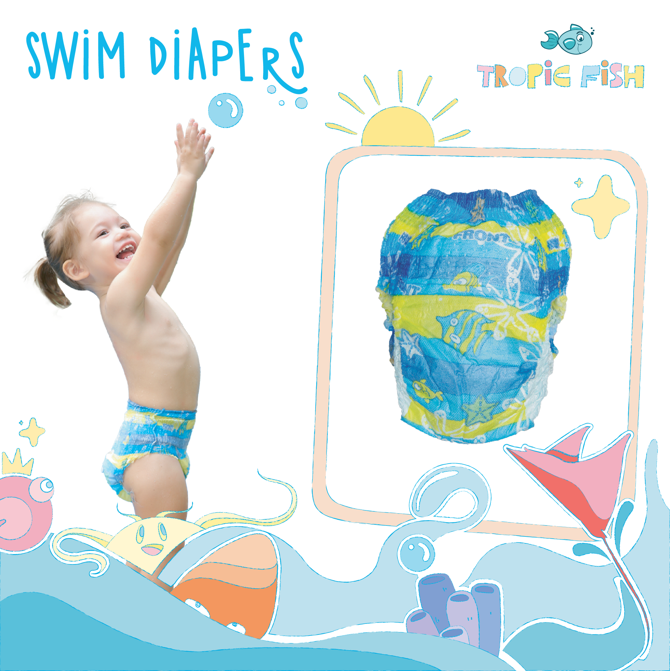 Tã/Bỉm quần bơi cho bé TropicFish x 6 miếng/ túi - TropicFish Baby & Kids Swim Diapers/Pants/Nappies x 6pcs/ bag
