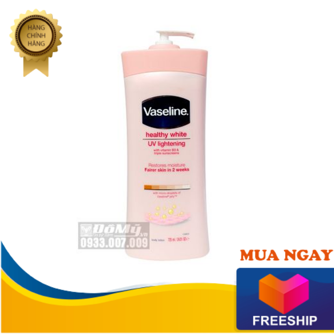 Sữa dưỡng thể trắng da toàn thân Vaseline loại 725ml của Mỹ