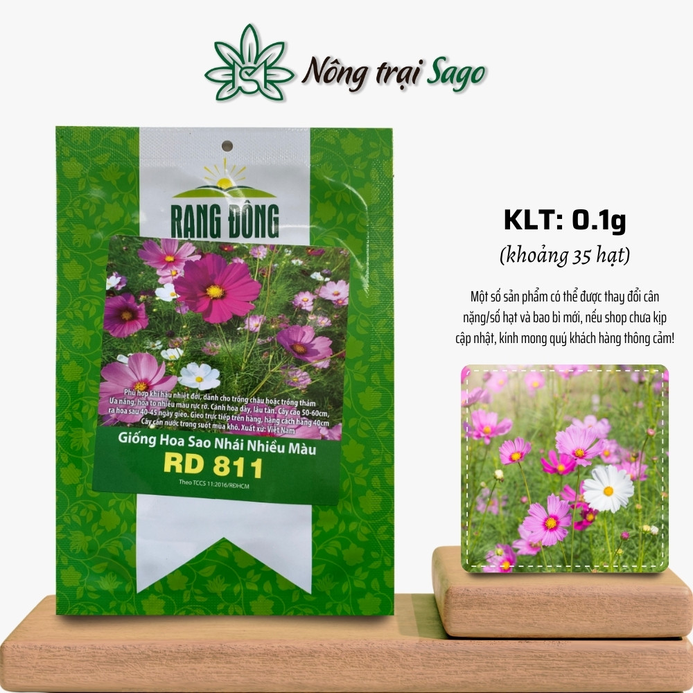 Hạt giống Hoa Sao Nhái Nhiều Màu Rd 811 (0,1g~35 hạt) hoa nở hàng ngày, trồng quanh năm, hiệu Hạt giống Rạng Đông - Nông Trại Sago