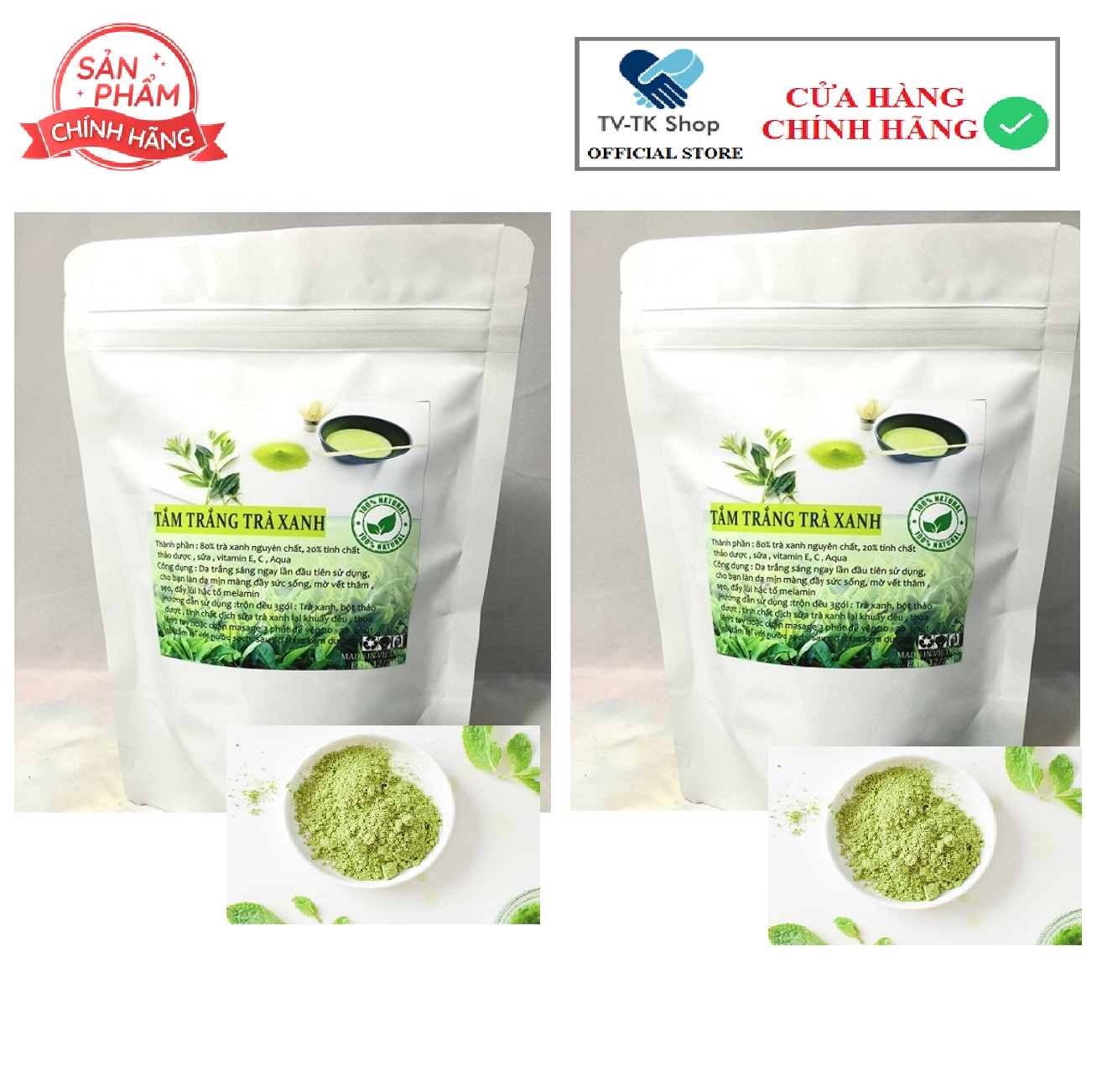 Bộ 2 Bịch Tắm Trắng Dưỡng Da Trà Xanh Hiệu Quả Giúp Trắng Da Mịn Da Tẩy Tế Bào Chết Mờ Thâm - Mẫu mới