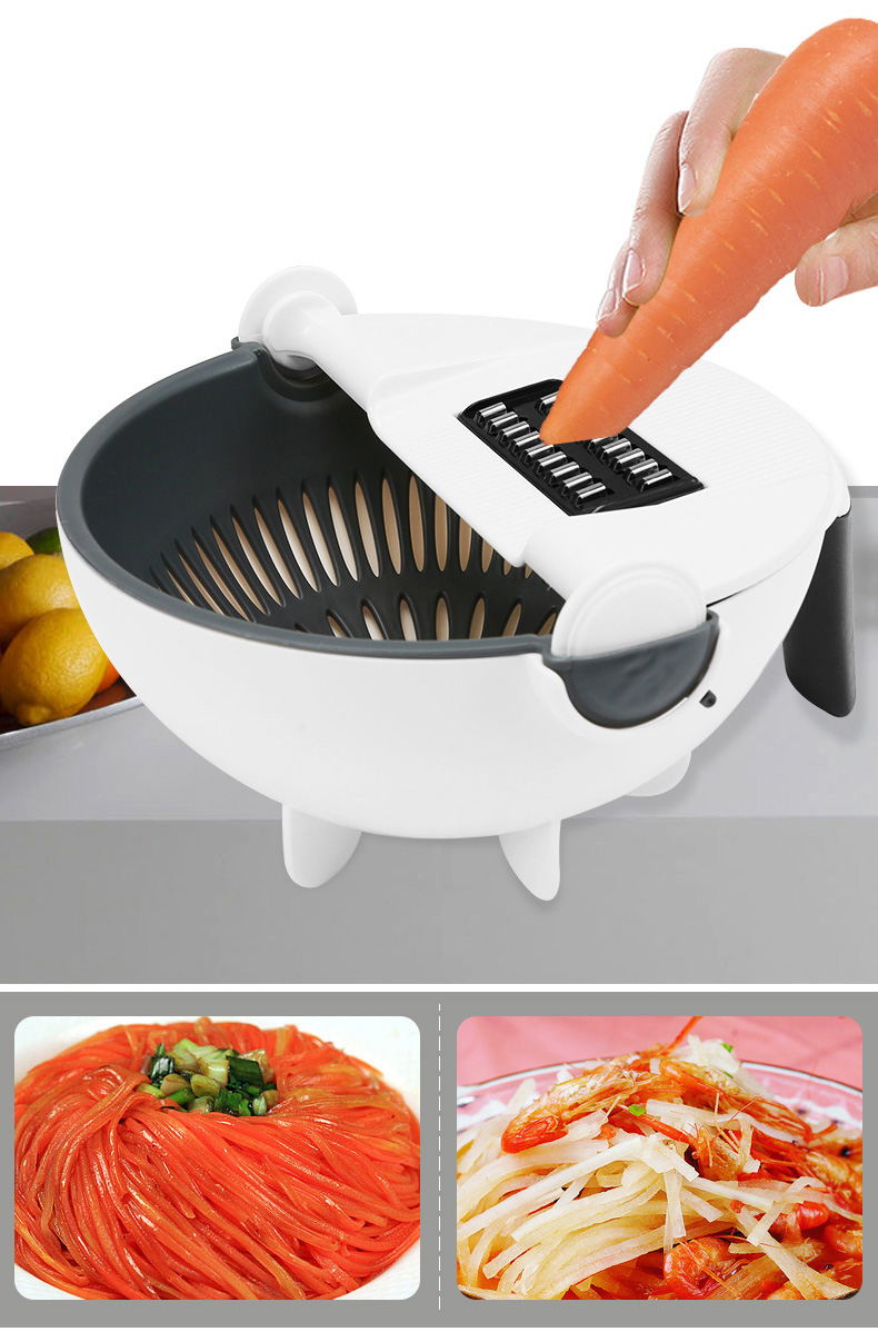 Bộ Dụng Cụ Cắt - Thái - Rửa Rau Củ Thông Minh Đa Năng Kèm Rổ 9 Trong 1 - Bộ đồ dùng nhà bếp nạo gọt củ quả nhiều lưỡi dao Thay Thế.