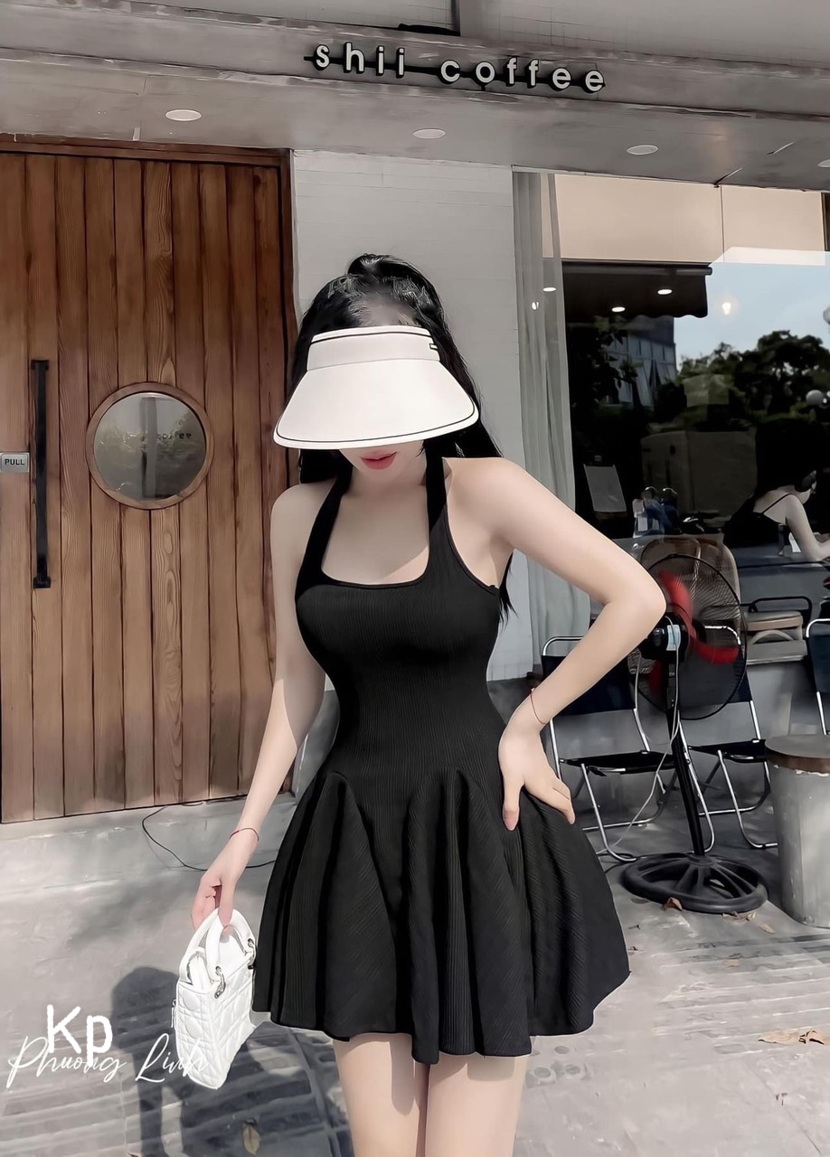 Đầm xốp 2 dây dáng ngắn xòe đuôi cá trơn cực xinh , chất thun xốp dày dặn
