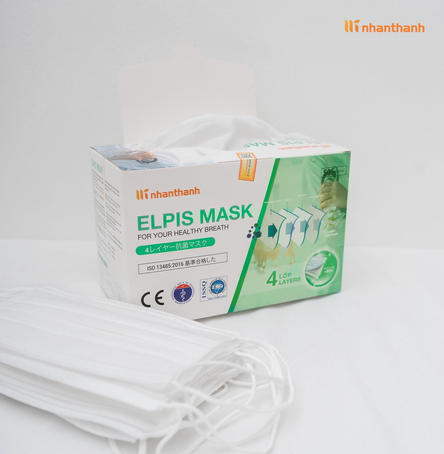 [CHÍNH HÃNG ] KHẨU TRANG  ELPIS MASK XUẤT NHẬT BẢN HỘP 50 chiếc - 4 lớp kháng khuẩn : mầu TRẮNG