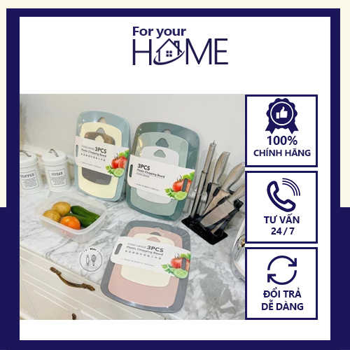Thớt nhựa kháng khuẩn Plastic ECCO - Combo 3 chiếc