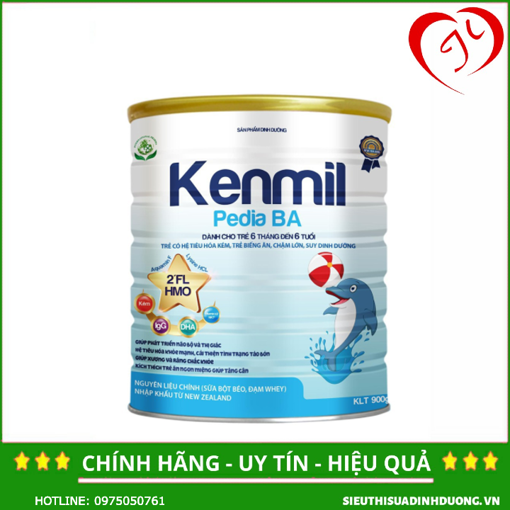 [CHÍNH HÃNG] Sữa Kenmil Pedia BA 900g | Công thức dinh dưỡng mới giúp trẻ biếng ăn suy dinh dưỡng ph