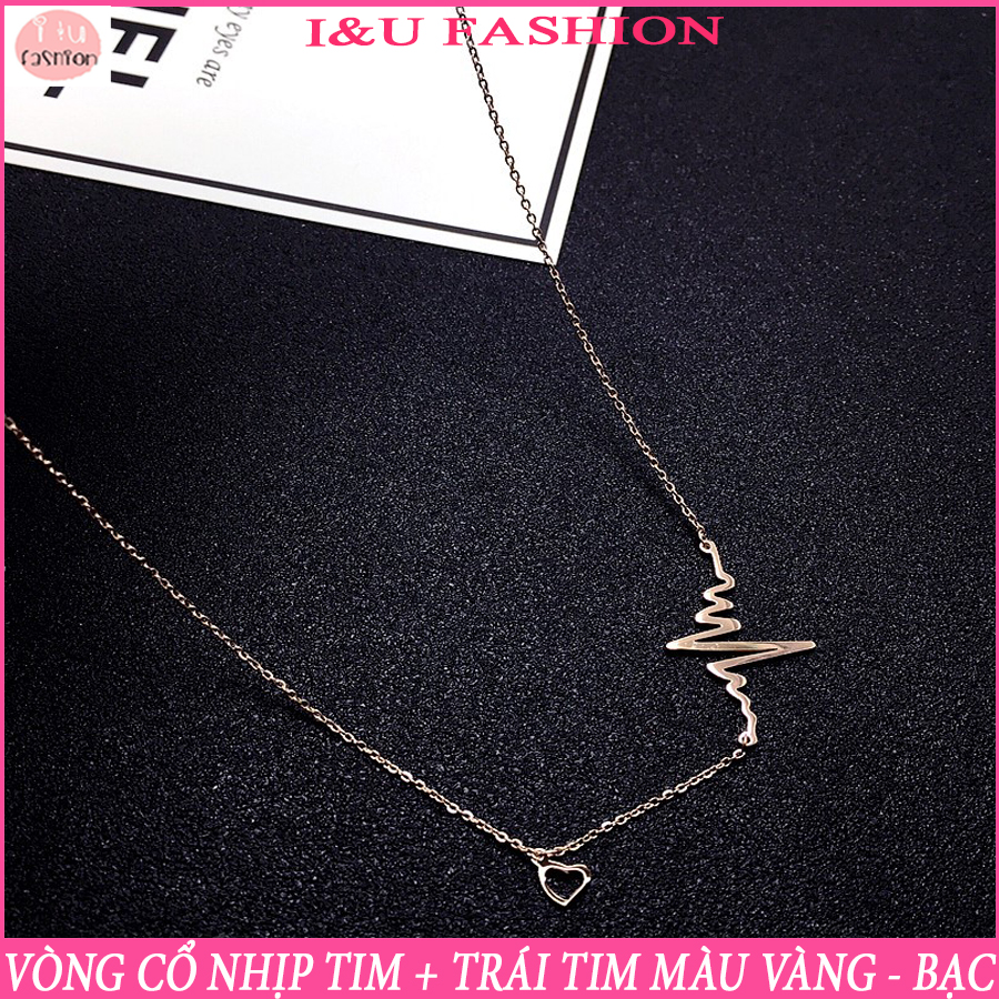 Vòng cổ nhịp tim + trái tim , Dây chuyền dạng sợi mảnh nhẹ nhàng độc đáo cá tính 2 màu Vàng Bạc cho nữ VC-23