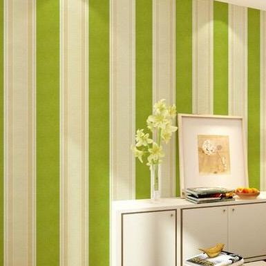 Cuộn 5m giấy dán tường sọc xanh lá khổ 45cm keo sẵn