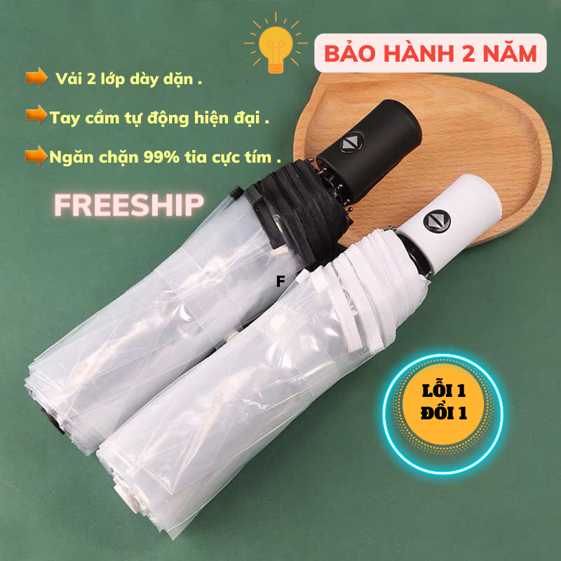 Dù ô dù trong suốt gấp gọn tự động chống thấm phong cách hàn quốc ô dù asaki