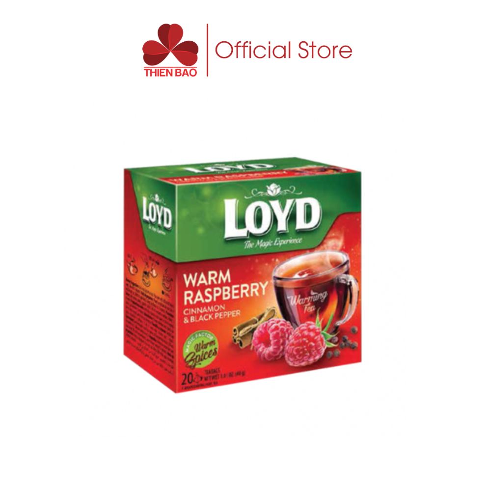 Trà loyd warm raspberry phúc bồn tử quế tiêu đen hộp 40g