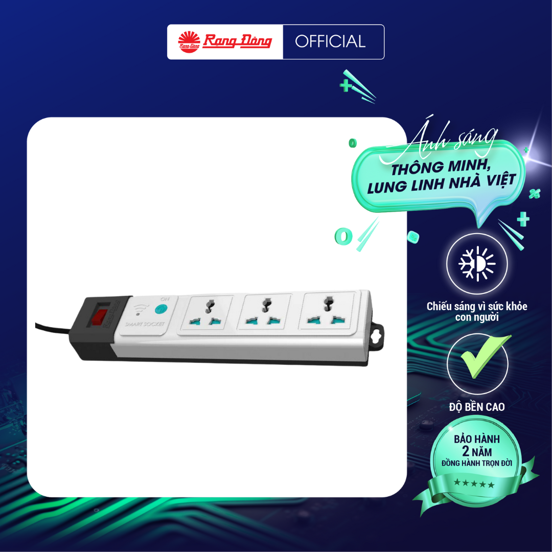 Ổ cắm đa năng USB 3m 5m OC02.USB 3C/3M/10A chính hãng Rạng Đông 02 cổng USB vỏ nhựa ABS siêu bền chống lão hóa, chống cháy an toàn.