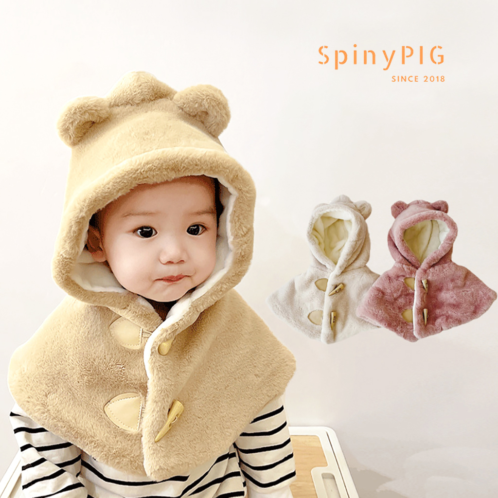 Mũ lông cho bé gái bé trai 0-3 tuổi trùm vai style Hàn Quốc dày ấm và mềm